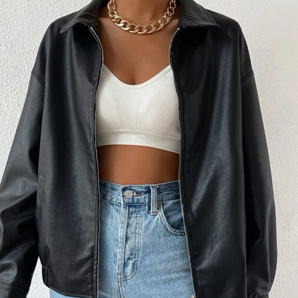 Faux leather large jacket